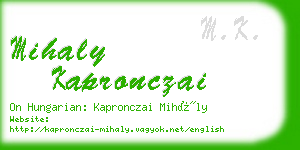 mihaly kapronczai business card